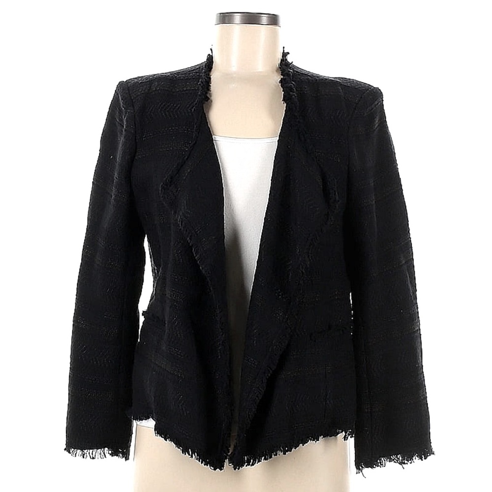 Ann Taylor LOFT tweed blazer open front waterfall